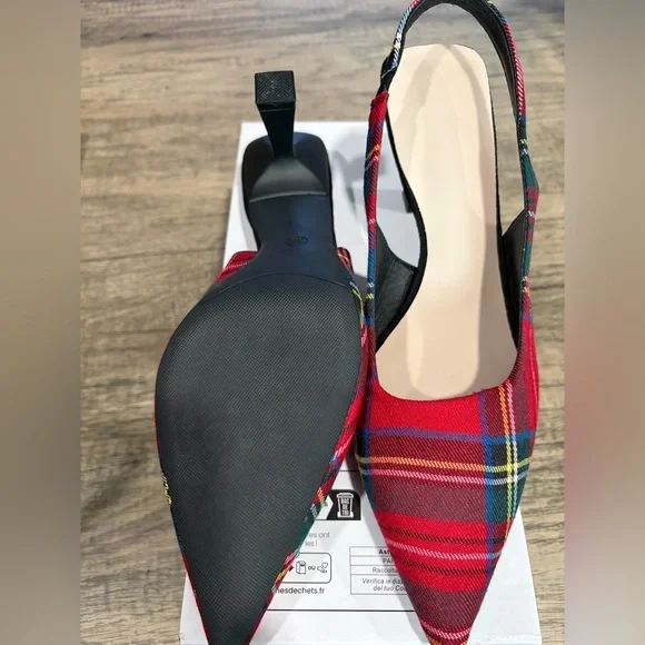 Plaid Red Slingback Heels - Picture 3 of 5